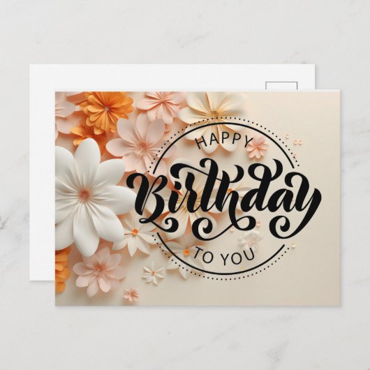 Happy Birthday Briefkaart (Voorkant / Achterkant)