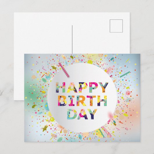 Happy Birthday Briefkaart (Voorkant / Achterkant)