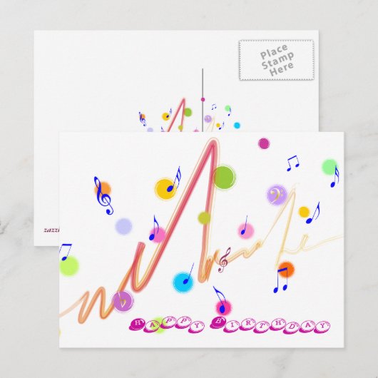 Happy Birthday Briefkaart (Voorkant / Achterkant)