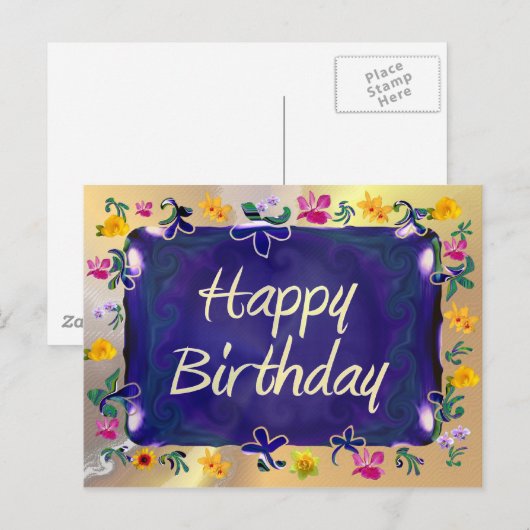 Happy Birthday Briefkaart (Voorkant / Achterkant)