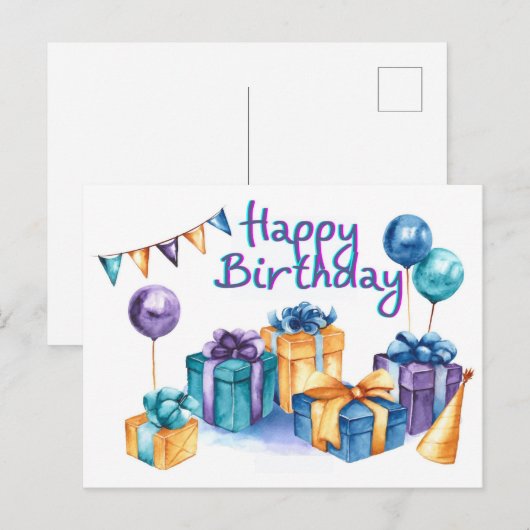 Happy Birthday Briefkaart (Voorkant / Achterkant)