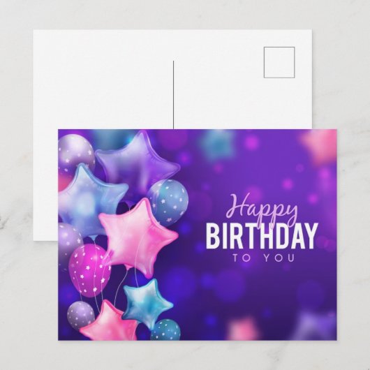 Happy Birthday Briefkaart (Voorkant / Achterkant)