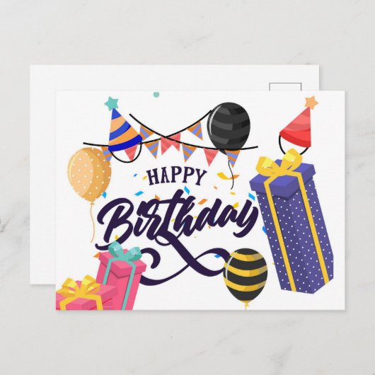 Happy Birthday Briefkaart (Voorkant / Achterkant)