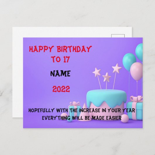 Happy Birthday Briefkaart (Voorkant / Achterkant)