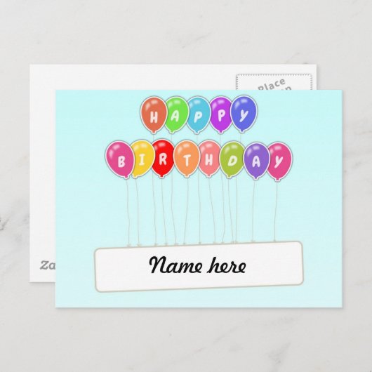 Happy Birthday Briefkaart (Voorkant / Achterkant)