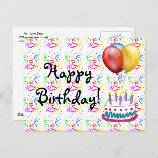 Happy Birthday Briefkaart (Voorkant / Achterkant)