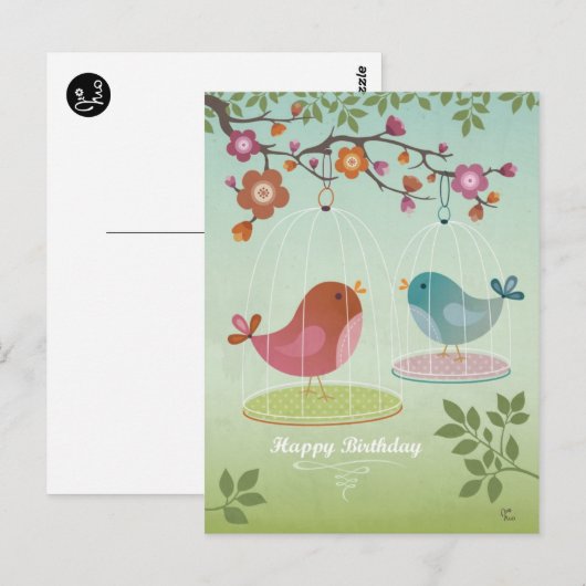 Happy Birthday Briefkaart (Voorkant / Achterkant)