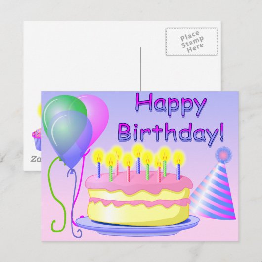 Happy Birthday Briefkaart (Voorkant / Achterkant)