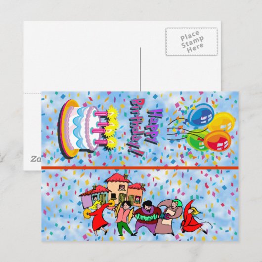 Happy Birthday Briefkaart Bladwijzer (Voorkant / Achterkant)