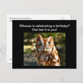 Happy Birthday Briefkaart Eastern Screech Owl (Voorkant / Achterkant)