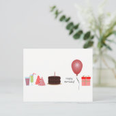 Happy Birthday Briefkaart - in het rood (Staand voorkant)