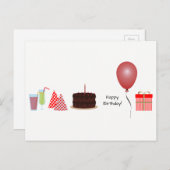 Happy Birthday Briefkaart - in het rood (Voorkant / Achterkant)
