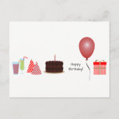 Happy Birthday Briefkaart - in het rood (Voorkant)
