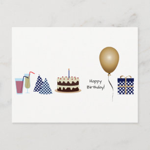 Happy Birthday Briefkaart - in marineblauw