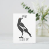 Happy Birthday briefkaart met Australische magpie (Staand voorkant)