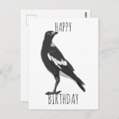 Happy Birthday briefkaart met Australische magpie (Voorkant / Achterkant)