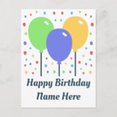 Happy Birthday Briefkaart met gekleurde ballonnen (Voorkant)