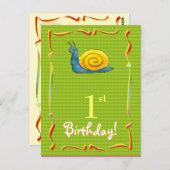  Happy Birthday briefkaart met leuke slak (Voorkant / Achterkant)