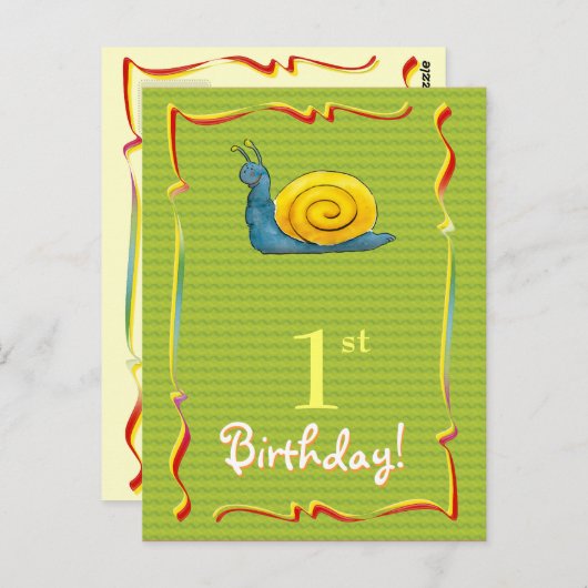  Happy Birthday briefkaart met leuke slak (Voorkant / Achterkant)