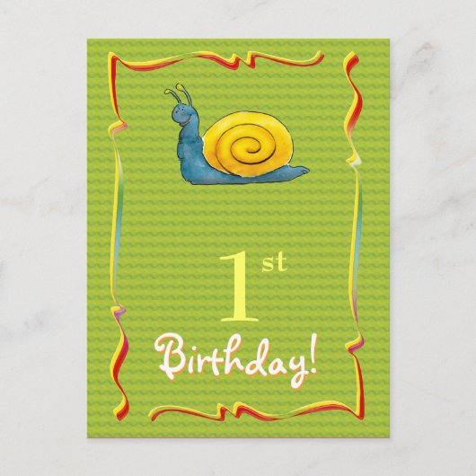  Happy Birthday briefkaart met leuke slak (Voorkant)