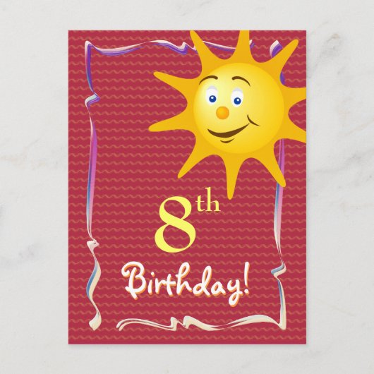  Happy Birthday briefkaart met leuke zon (Voorkant)