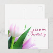 Happy Birthday Briefkaart met Tulips Foto (Voorkant / Achterkant)