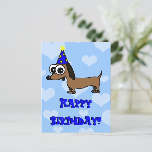 Happy Birthday Briefkaart - Teckel (Staand voorkant)