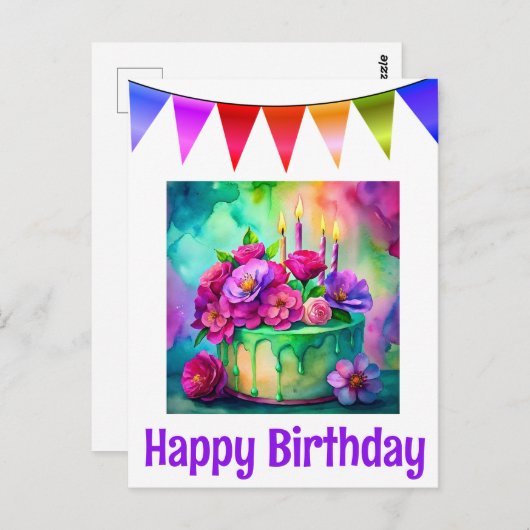 Happy birthday briefkaarten (Voorkant / Achterkant)