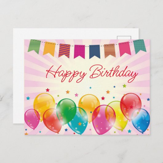 Happy birthday briefkaarten (Voorkant / Achterkant)