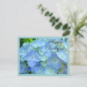 Happy Birthday briefkaarten Blauwe Bloemen (Staand voorkant)