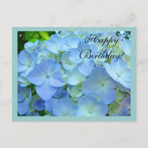 Happy Birthday briefkaarten Blauwe Bloemen