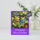 Happy birthday briefkaarten schattige kikkers (Staand voorkant)