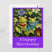 Happy birthday briefkaarten schattige kikkers (Voorkant / Achterkant)