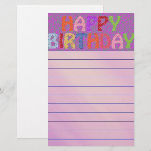 Happy Birthday Briefpapier (Voorkant / Achterkant)