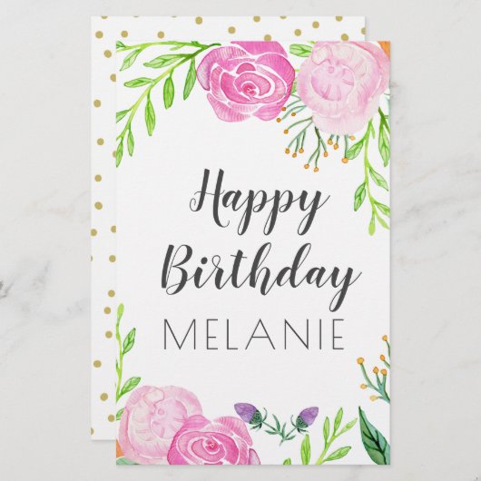 Happy Birthday Briefpapier (Voorkant / Achterkant)