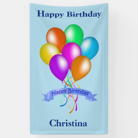 Happy Birthday Bright Bunch Colorful Balloons Spandoek (Verticaal)