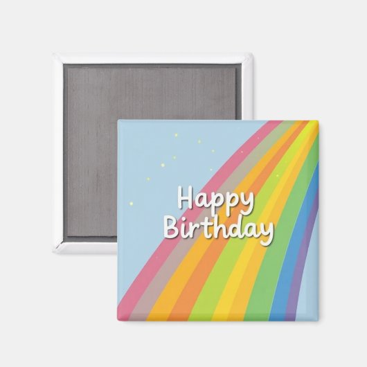Happy Birthday Bright & Colorful Rainbow Magneet (Voorkant / Achterkant)