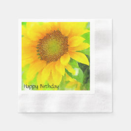 Happy Birthday~Bright en Cheery Yellow Sunflower Servet