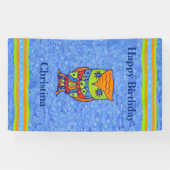 Happy Birthday Bright Fantasy Owl Star Eyes Spandoek (Horizontaal)