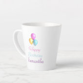 Happy Birthday Bright Font met ballonnen Unisex Latte Mok (Linkerhoek)