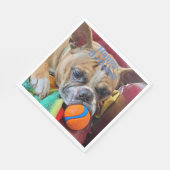 Happy Birthday Brindle Boston Terrier Servet (Hoek)