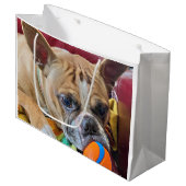 Happy Birthday Brindle Bostyon Terrier Groot Cadeauzakje (Voorkant Gekanteld)