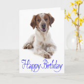 Happy Birthday Britany Spaniel Puppy Dog Card Kaart (Gele Bloem)