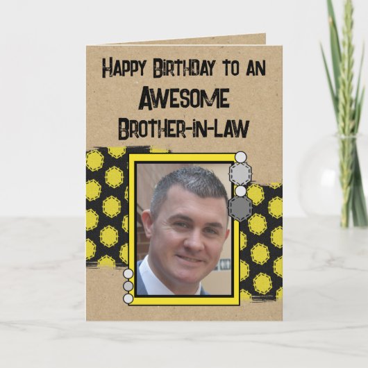 Happy Birthday broer in de wet foto geel Kaart (Voorkant)