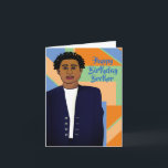 Happy Birthday Brother African American Kaart<br><div class="desc">Deze coole Birthday Kaart is voorzien van een Afrikaans-Amerikaans mannetje met een wit pak en stropdas. Haal deze kaart voor je geweldige verjaardag.</div>