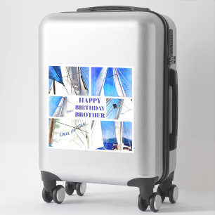 Happy Birthday Brother Artistic White Sails Sticker