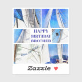 Happy Birthday Brother Artistic White Sails Sticker (Vel)