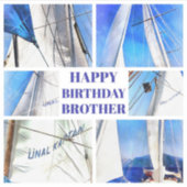 Happy Birthday Brother Artistic White Sails Sticker (Voorkant)