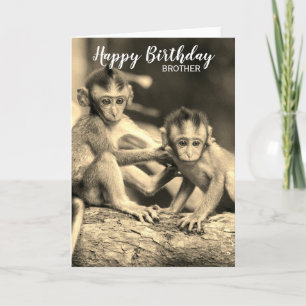 Happy Birthday Brother Cute Monkeys Birthday Kaart