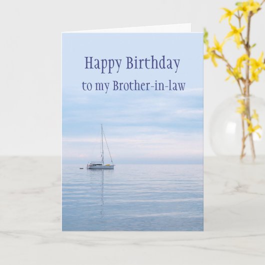 Happy Birthday Brother-in-law Sailboat Sailing Kaart (Gele Bloem)